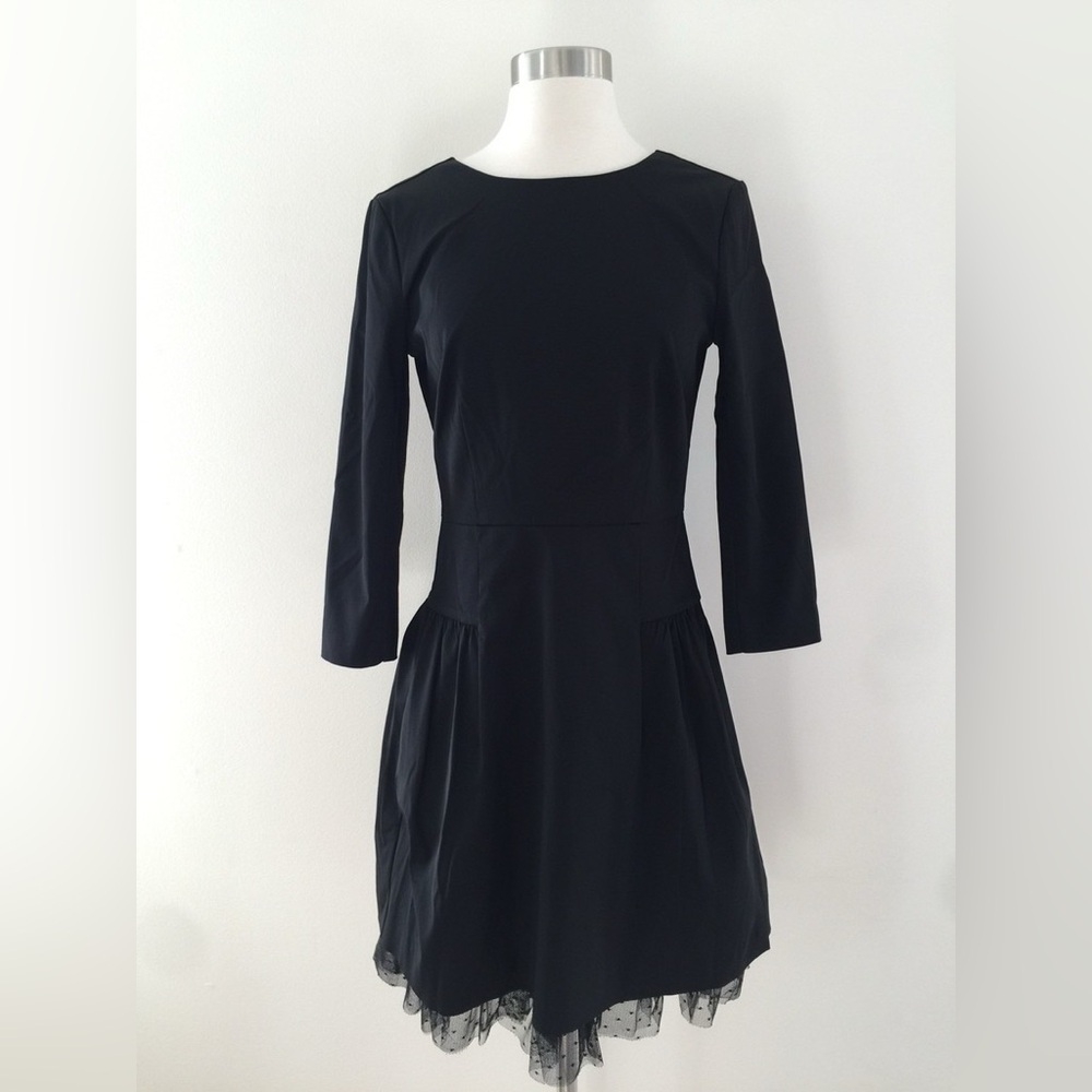 NWT J Crew Long Sleeve Fit & Flare Dress with Tulle Hem
